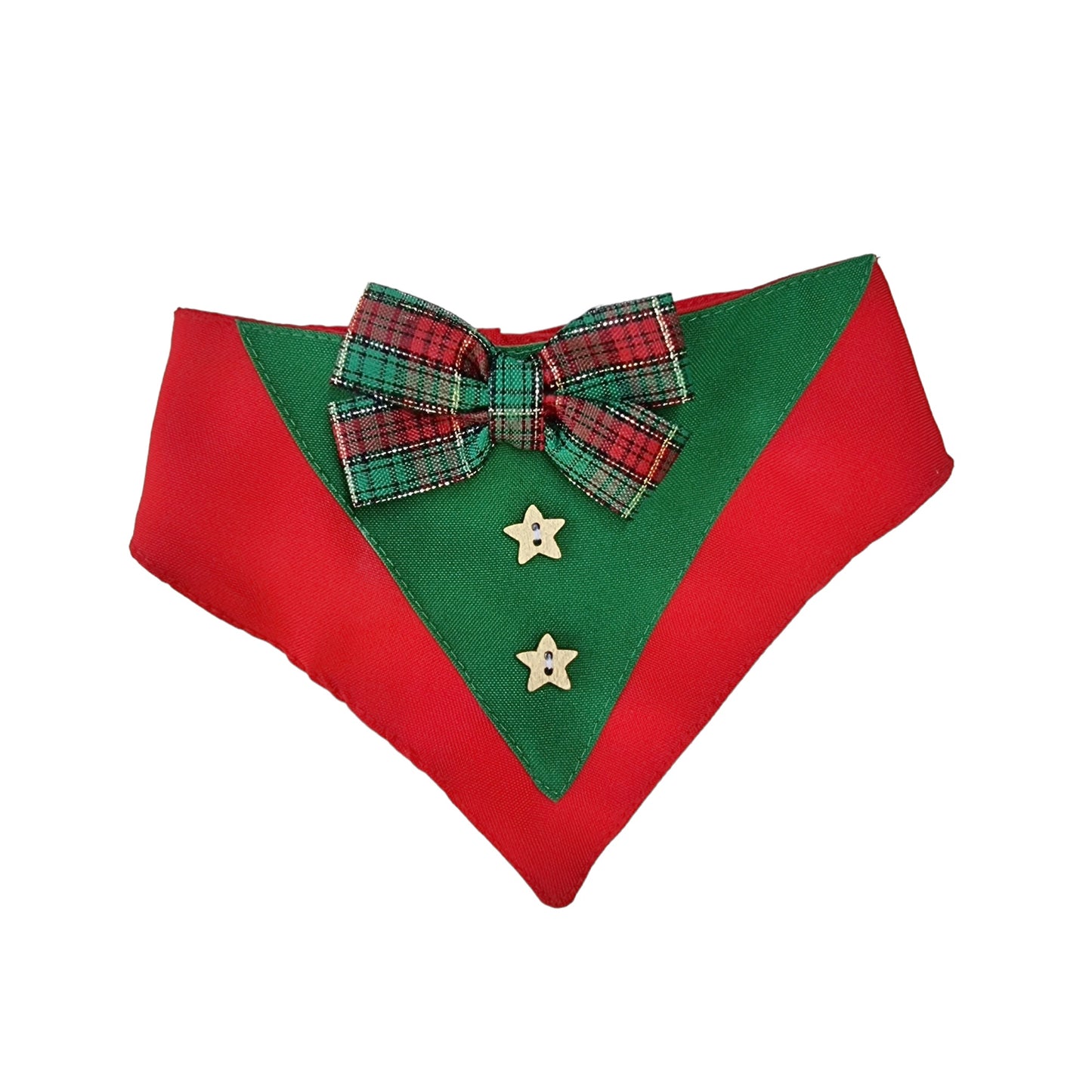 Bandana navidad para perros con lazo escocés verde y rojo de Mister And Misses Pet