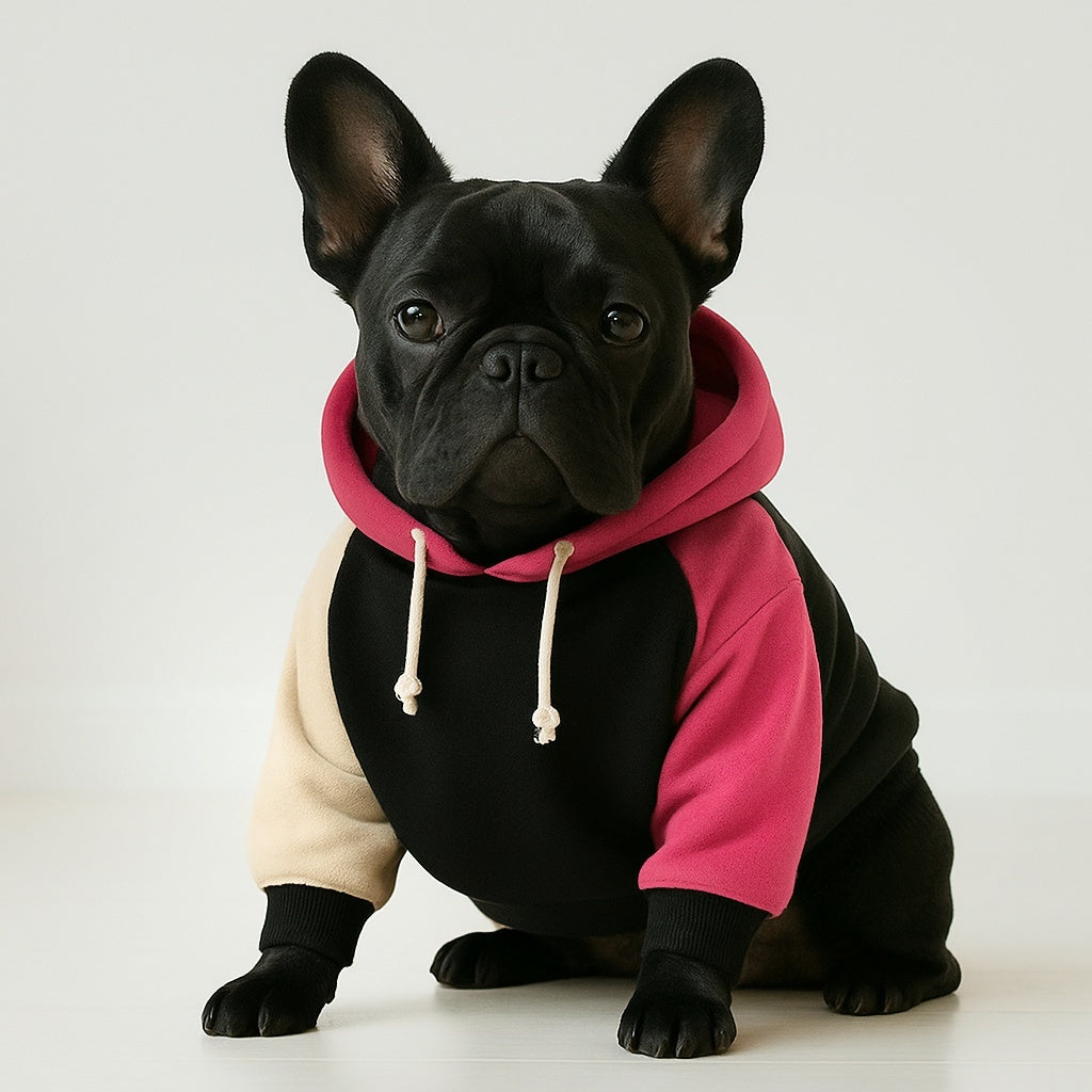 Poleron para perro cuello cruzado color fucsia y negro de mister and misses pet