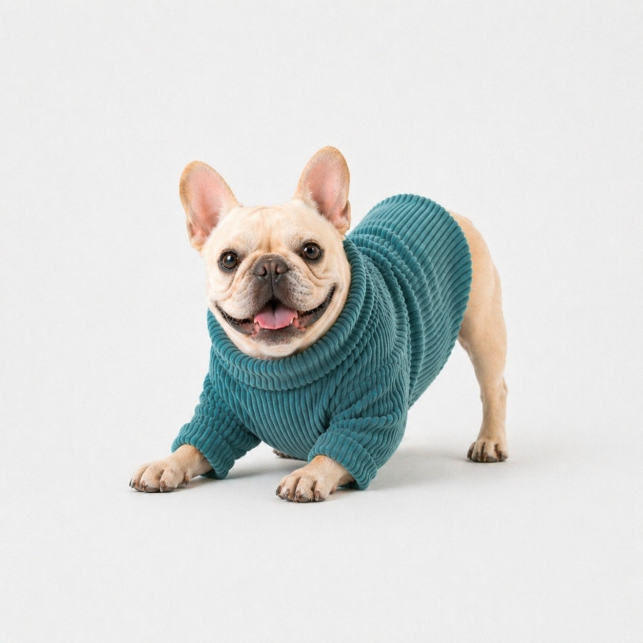 SWEATER COTELÉ VERDE PETROLEO