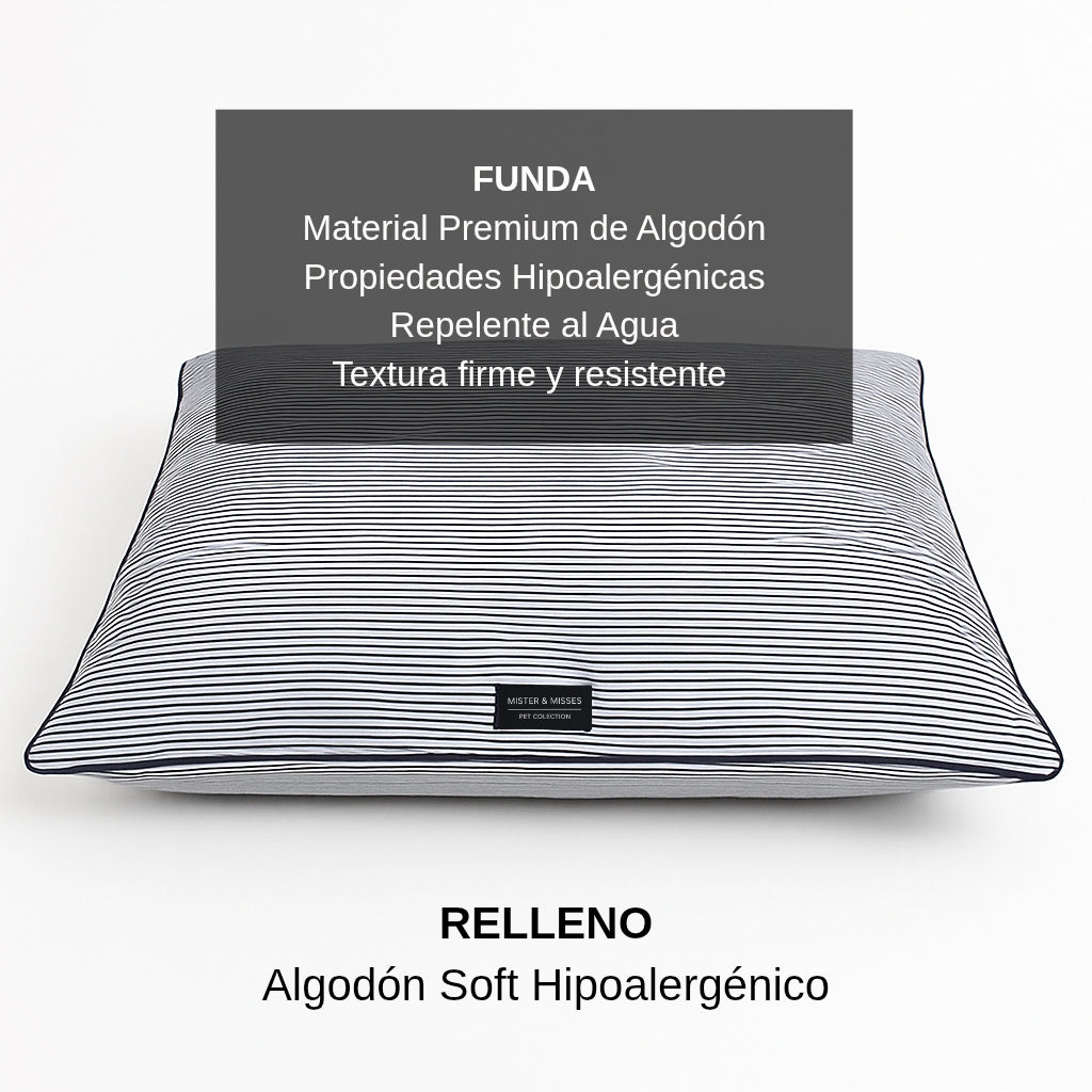 Cama para perro tela listada información detalle de producto Mister & Missses Pet