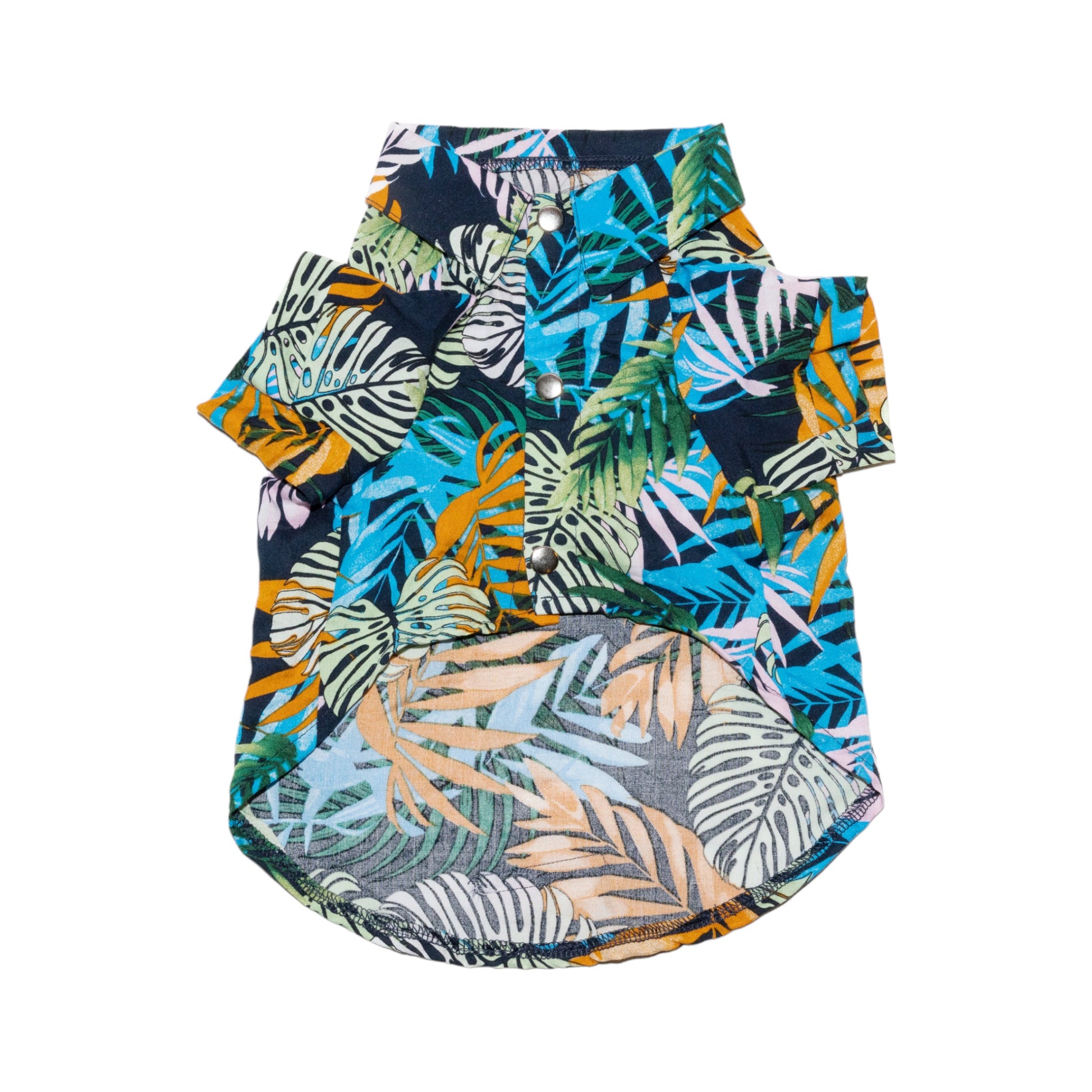 Camisa para perro estampada en colores tropicales de Mister And Misses Pet con broches en la parte frontal