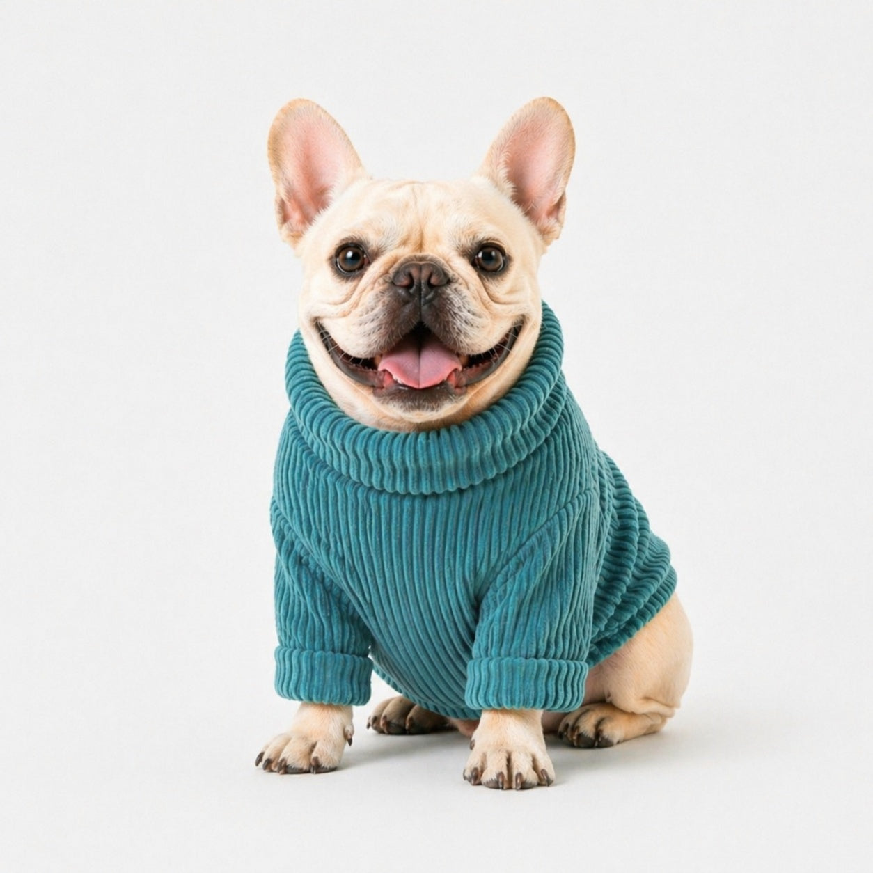 SWEATER COTELÉ VERDE PETROLEO