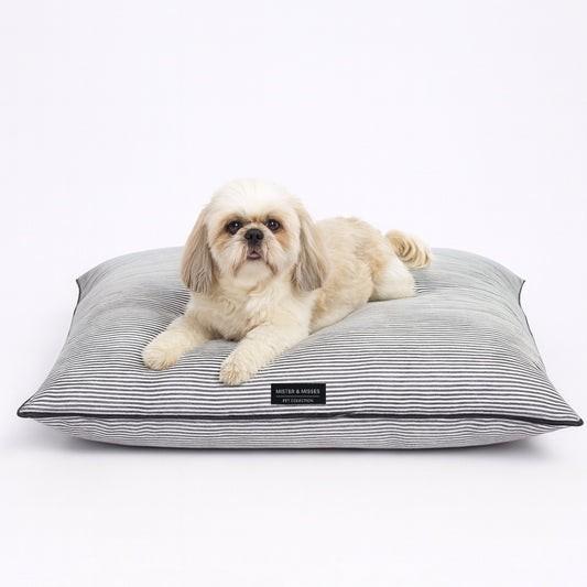Cama para perro listada blanco y negro Mister & Misses Pet