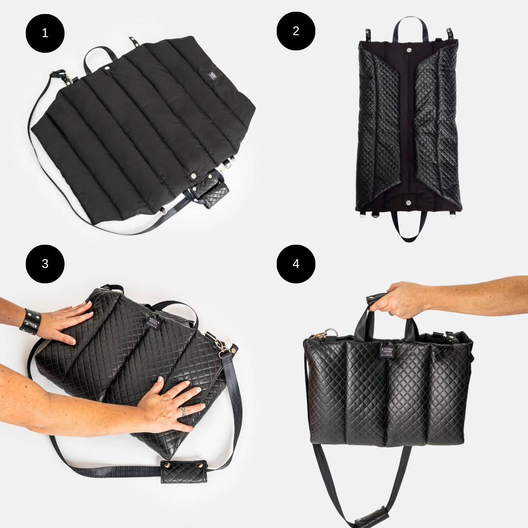 Cama portátil para perro, se transforma en cartera de fácil traslado de la marca Mister And Misses Pet 