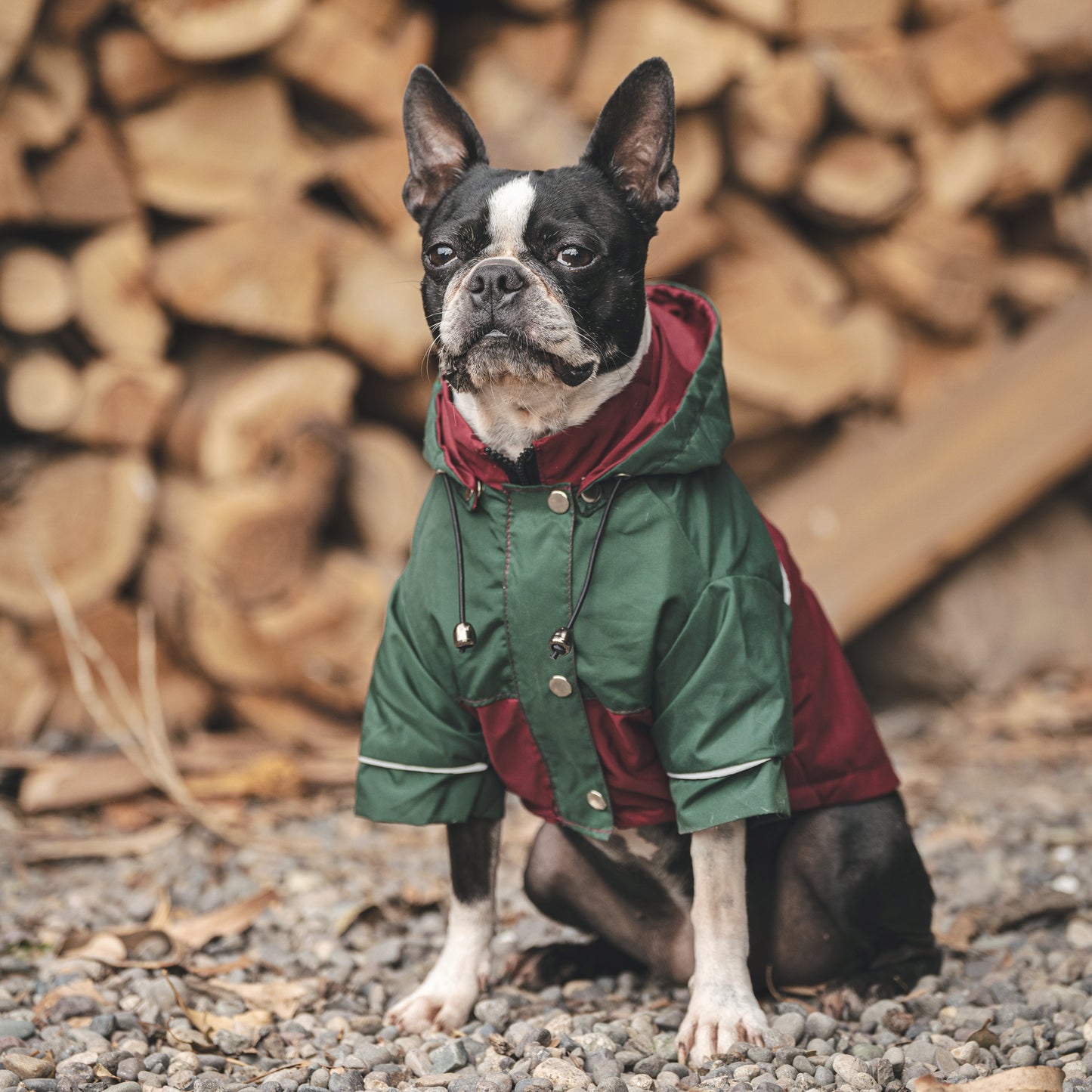 Cortaviento e impermeable para perro,  Color Verde militar y burdeo de la colección de MIster And Misses Pet