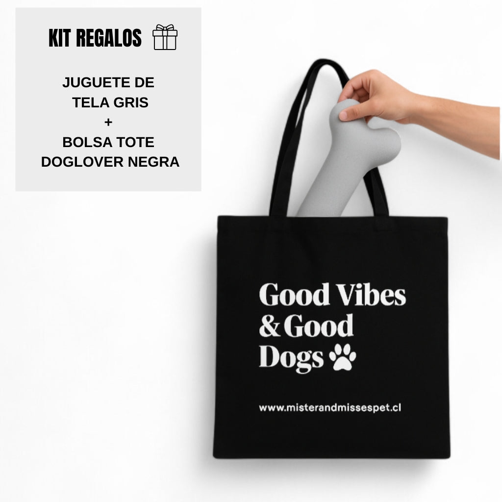 Kit de regalo. Bolsa doglover mas juguete en forma de huesito Mister & Misses Pet