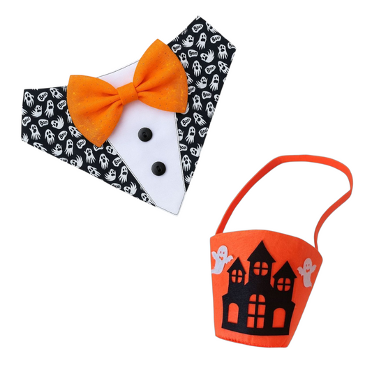 KIT BANDANA + CANASTO PREMIOS O TRAVESURA BUH