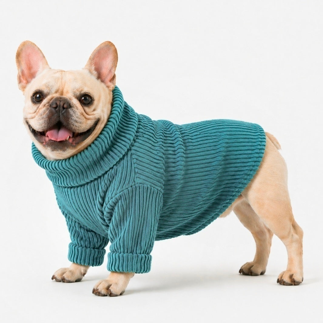 SWEATER COTELÉ VERDE PETROLEO